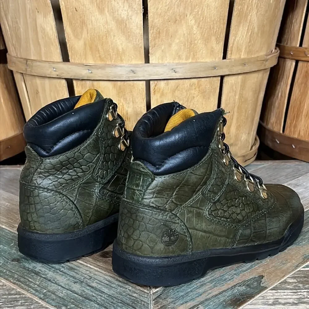 Timberland Crocodylian 6” Green Croc Leather Limited Release Field Boots Youth 2